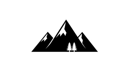 Black silhouette of mountain range.