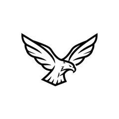 Obraz premium Black and White Eagle Illustration Soaring.