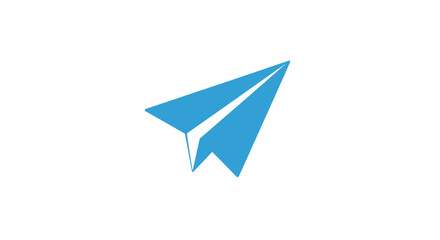 Blue paper airplane in flight.