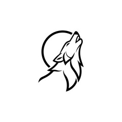 Fototapeta premium Black and White Wolf Logo Design.