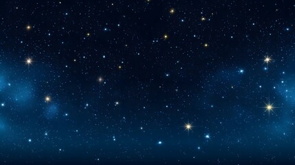 Obraz premium Night Sky Embers: Glimmering stars and cosmic dust dance across a deep blue canvas, depicting a scene of celestial beauty, endless space.