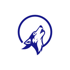 Obraz premium Howling Wolf Head Logo Design Illustration.