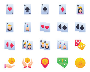 Gradient color icons set for Gambling casino