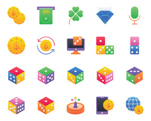 Gradient color icons set for Gambling casino
