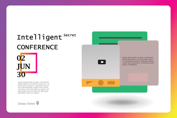 Secret conference template cover design, web banner for online meeting, vector illustration