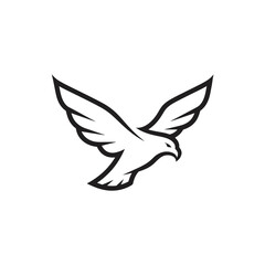 Obraz premium Simple Black and White Dove Illustration Flying.
