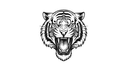 Obraz premium Tiger Head Illustration with Open Mouth.