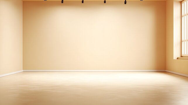 Empty Room with natural light: The picture shows an empty, sunlit room, with a wall of peach color and a window to the right