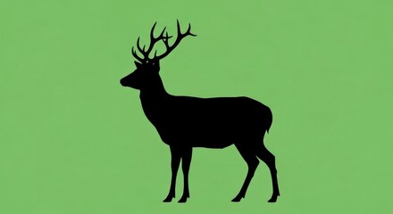 Fototapeta premium A majestic buck stands proudly with antlers in a serene landscape viewed from the side