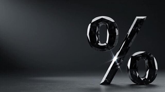 Shiny percent symbol on dark surface