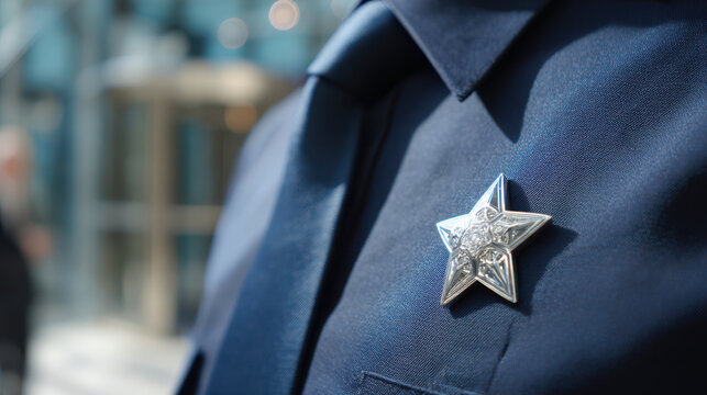 National employee appreciation day shines bright with silver star badge on formal uniform symbolizing honor and recognition for dedicated service