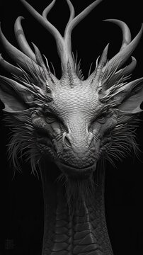 Detailed vector eps illustration of a dragon's head in profile