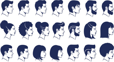 Cartoon profile portraits illustration, diverse hairstyles, hair textures, grooming styles, fashion, identity, representation, diversity, inclusion, lifestyle, character, design, ©  BAKKOR
