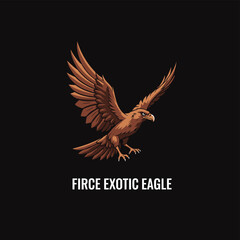 Obraz premium Fierce majestic brown eagle illustration flying with spread wings and sharp talons