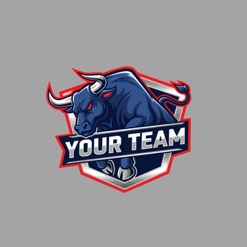 Blue Bull Logo Graphic Design Element.