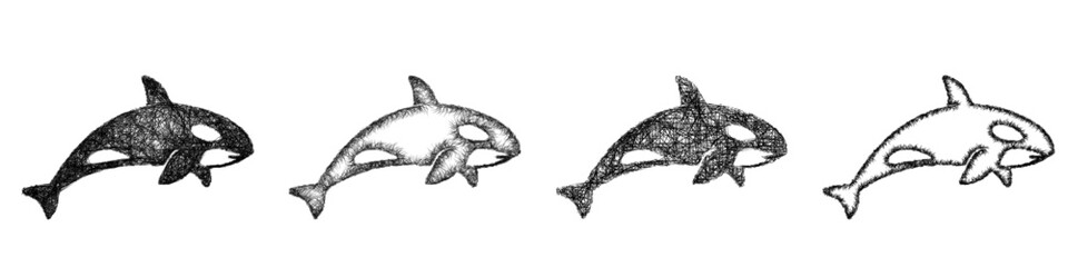 Sketch orca icon design set © David Zydd