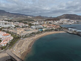 Beach Playa de las Americas Tenerife Spain drone,aerial