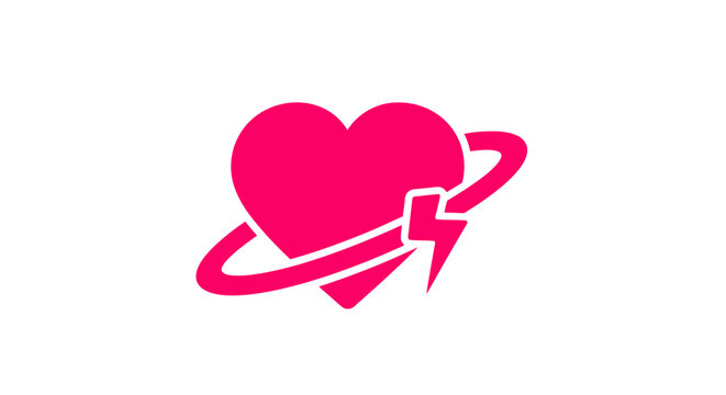 Heart with lightning bolt symbol love.