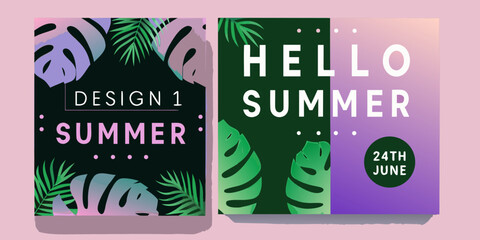 A vibrant summer design featuring tropical leaves and bold typography © Subarna