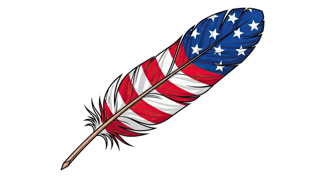 American flag feather isolated on transparent background