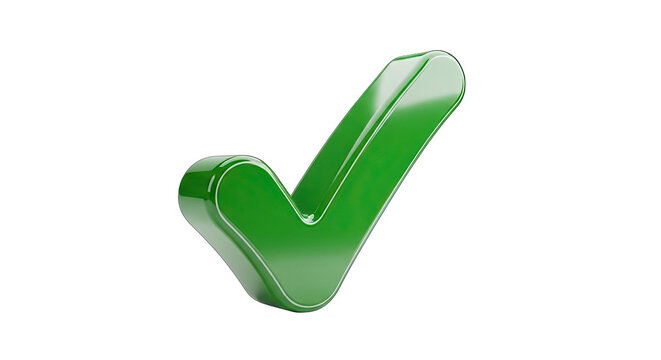 Green checkmark symbol isolated on transparent background