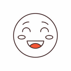 Obraz premium Simple cartoon smiley face with closed eyes and wide smile.