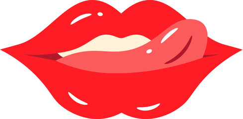 Seductive Red Lips with Playful Tongue Expression
