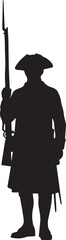 Fototapeta premium American revolutionary war soldier silhouette vector standing with long rifle illustration
