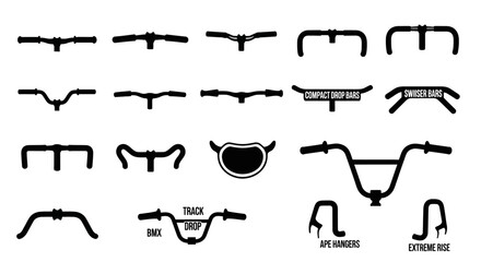 Naklejka premium Set of 18 Bicycle Handlebars Vector Icons