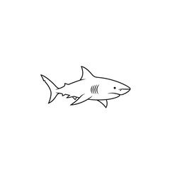 Fototapeta premium Minimalist black outline illustration of a shark swimming