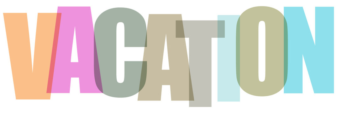 Colorful Vacation Typography on White Background
