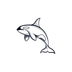Fototapeta premium Minimalist black whale icon isolated on a white background