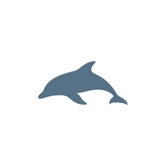 Obraz premium Minimalist blue-grey dolphin silhouette on a white background