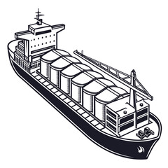 Obraz premium Black and white grain carrier ship cargo ship industrial ship