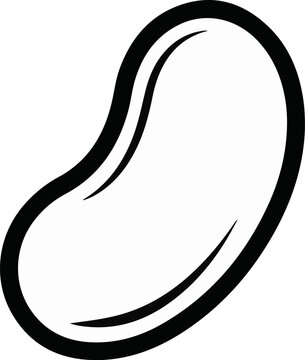 A simple black and white outline drawing of a single jelly bean