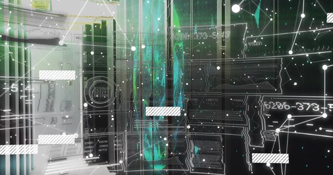 Overlay activating, central teal column pulsing, hatched bars shifting, showing live server data