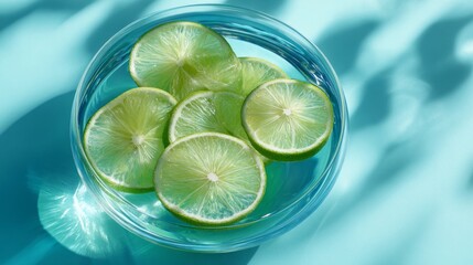 A bowl of lime slices in water