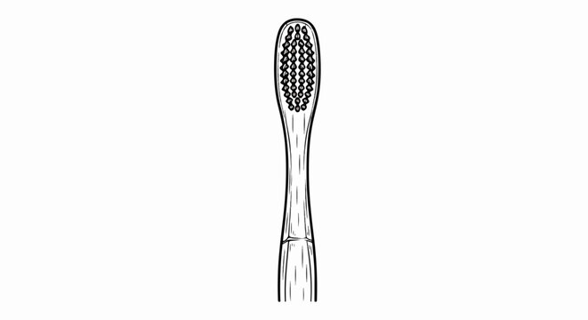A black and white line drawing of a toothbrush head with bristles