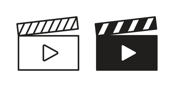 Film clapperboard icons In Trendy Design Vector Eps 10, Editable Stroke and solid flat.