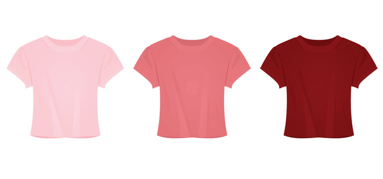 Red women crop top set. vector illustration