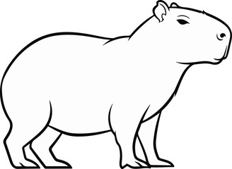 Obraz premium A simple black and white line drawing of a capybara standing facing right