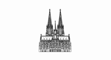 Obraz premium Gothic cathedral with two tall spires and intricate architectural detailing
