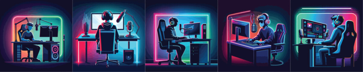 Vector of Gamer Streaming Setup © FirdianKrisna