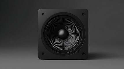 Black speaker with intricate design on gray background