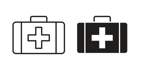 Obraz premium Medical kit icons In Trendy Design Vector Eps 10, Editable Stroke and solid flat.