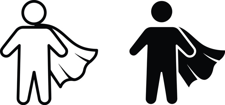 Superhero icons with contrasting capes
