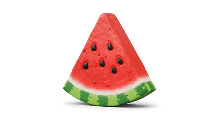 A realistic rendering of a single watermelon slice with visible seeds