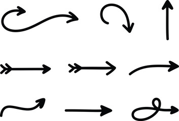 Collection of various arrows on white background