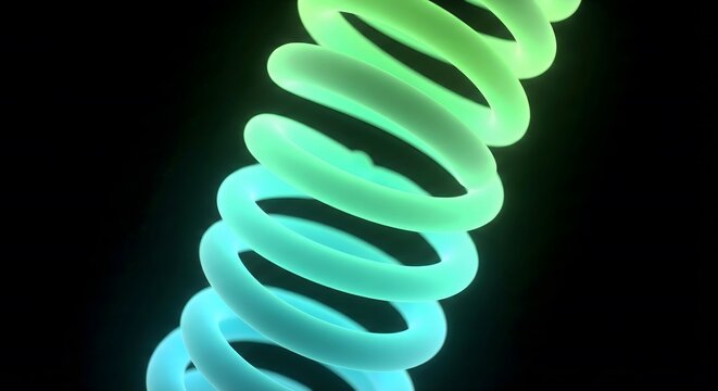 Abstract glowing 3D spring coil on a dark background