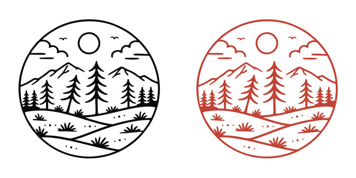 monoline vintage outdoor badge design